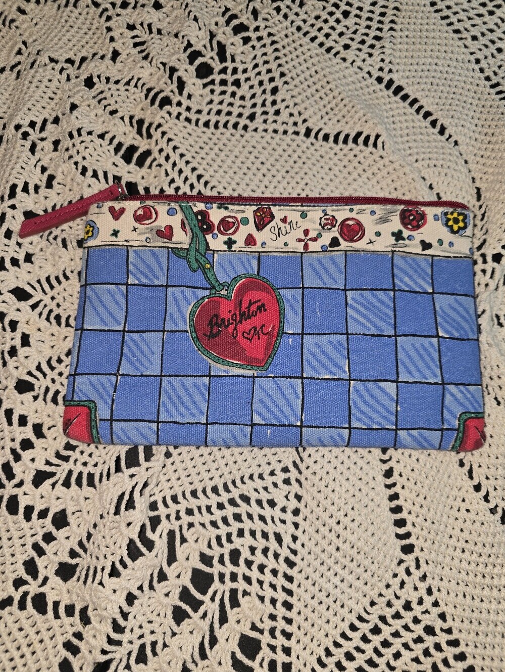 Brighton Bow With Love From Me To You Canvas Cosmetic Makeup Pouch